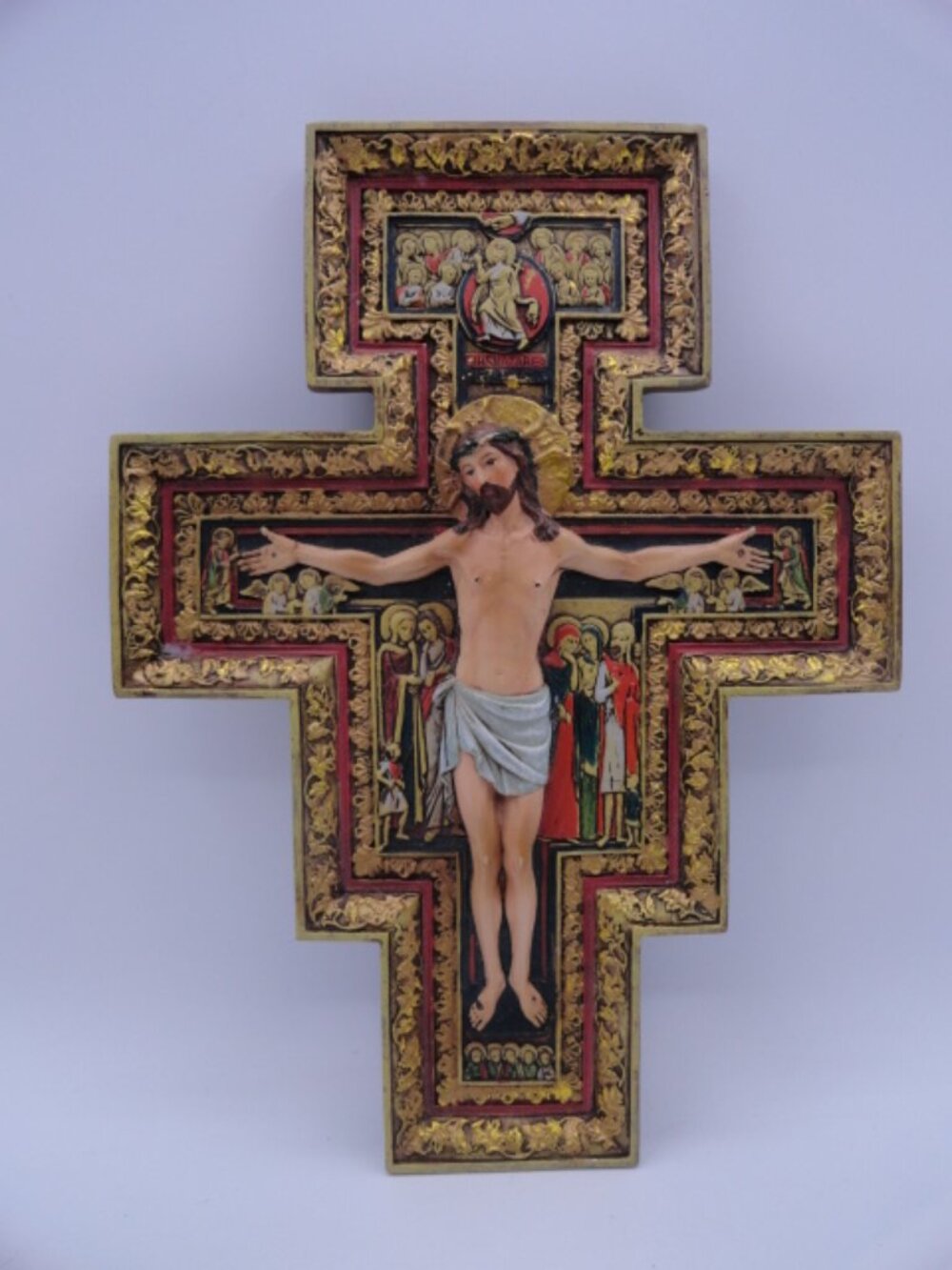 San Damiano Cross Handcrafted Resin & Stone Mix 3D Figures 10.5" Joseph's Studio